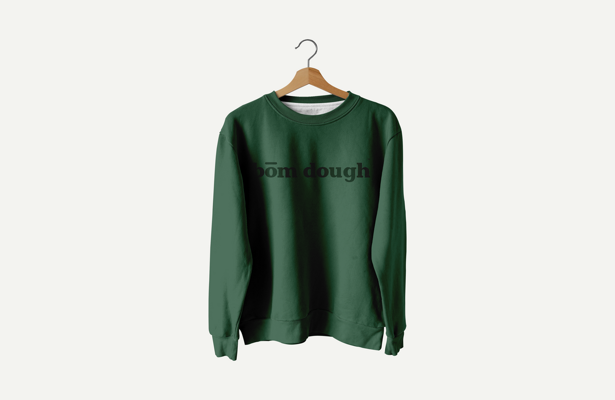 dark green bōm dough sweatshirt